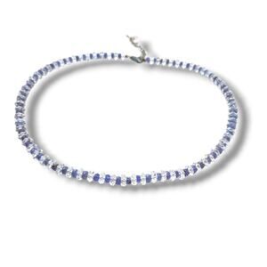 Deb Guyot Sterling Silver Herkimer Diamond Quartz Tanzanite Choker Necklace 18"